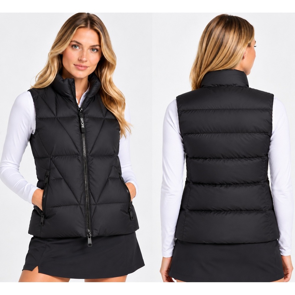 NWT G/FORE Womens S Onyx Featherweight Down Puffer Vest Golf Full Zip $425 Small
